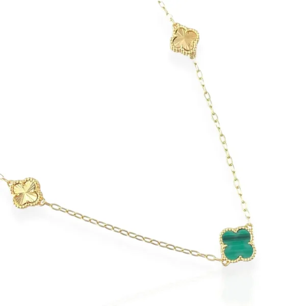 DRAWER LINK NECKLACE WITH CLOVERS 18K GOLD