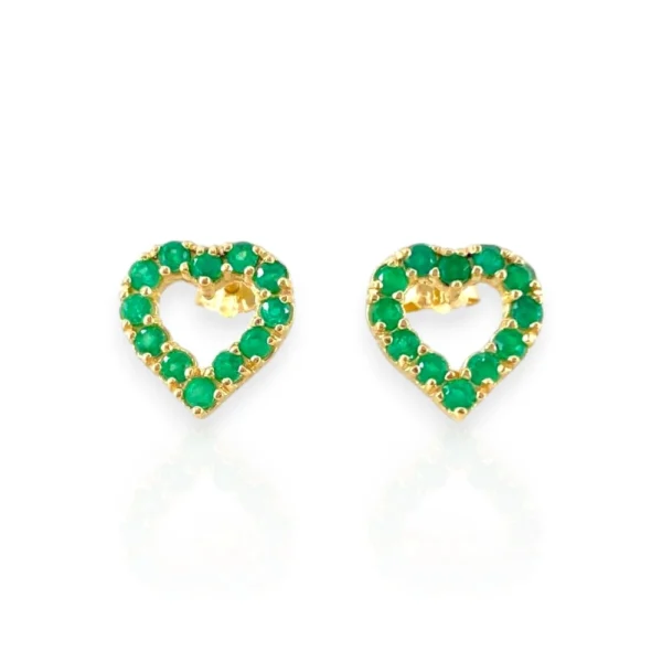 HEART SILHOUETTE EARRINGS IN EMERALDS 18K GOLD