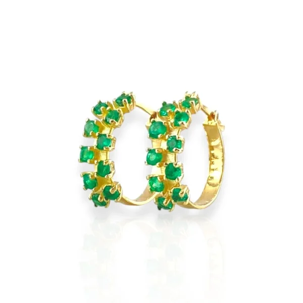 ZIG ZAG EMERALD HOOP EARRINGS 18K GOLD