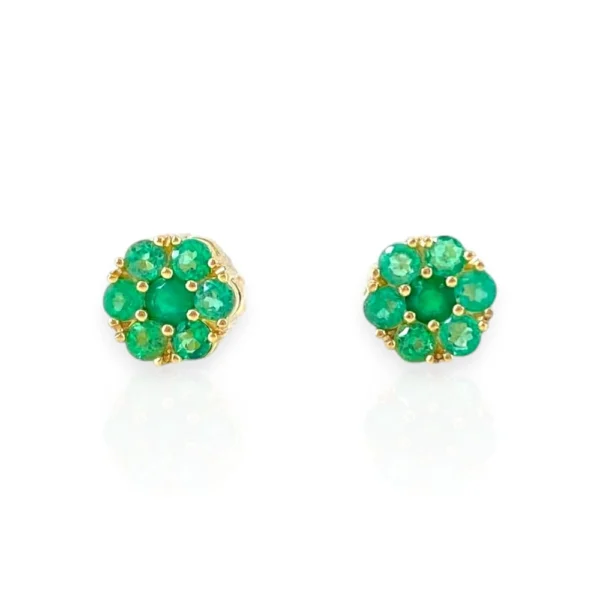 EMERALD FLOWER EARRINGS 18K GOLD