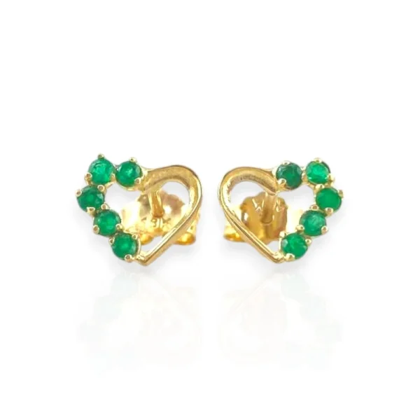 HEART SILHOUETTE EARRINGS WITH EMERALDS 18K GOLD