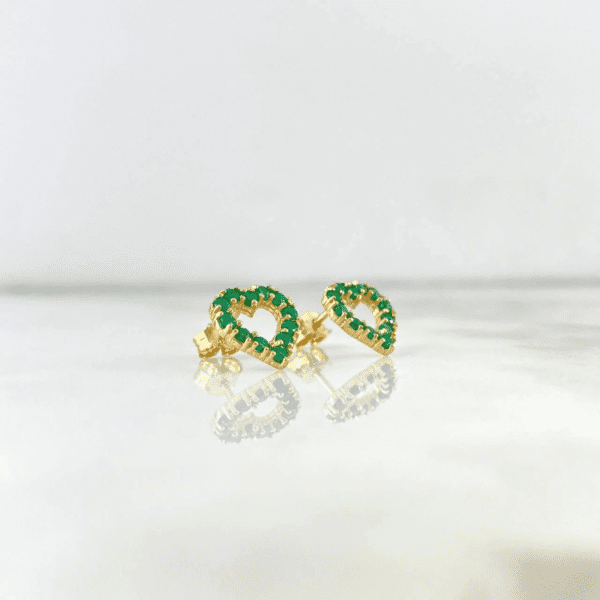 HEART SILHOUETTE EARRINGS IN EMERALDS 18K GOLD - Image 2