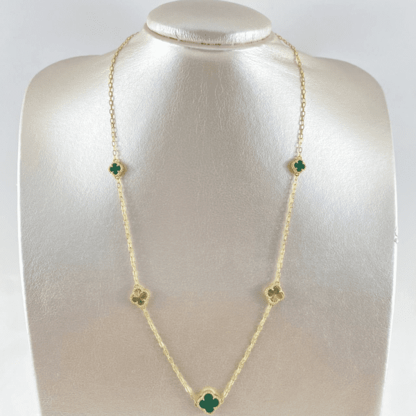 DRAWER LINK NECKLACE WITH CLOVERS 18K GOLD - Image 2