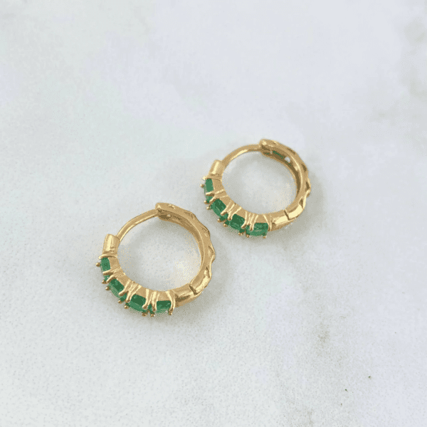 OVAL EARRINGS IN EMERALDS 18K GOLD - Image 2