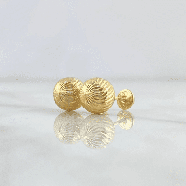 TEXTURED BALL EARRINGS 18K GOLD - Image 2