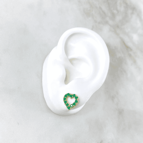 HEART SILHOUETTE EARRINGS IN EMERALDS 18K GOLD - Image 3