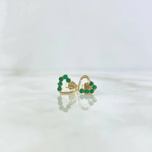 HEART SILHOUETTE EARRINGS WITH EMERALDS 18K GOLD - Image 2