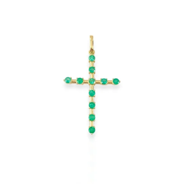 BACULADA CROSS PENDANT WITH EMERALDS 18K GOLD