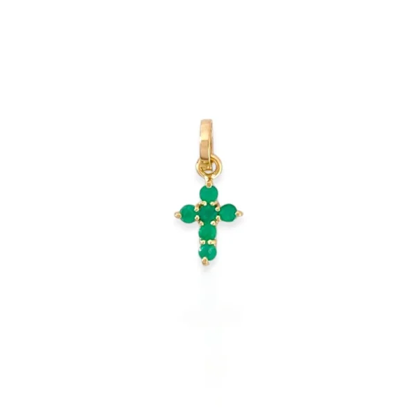 EMERALD CROSS PENDANT 18K GOLD