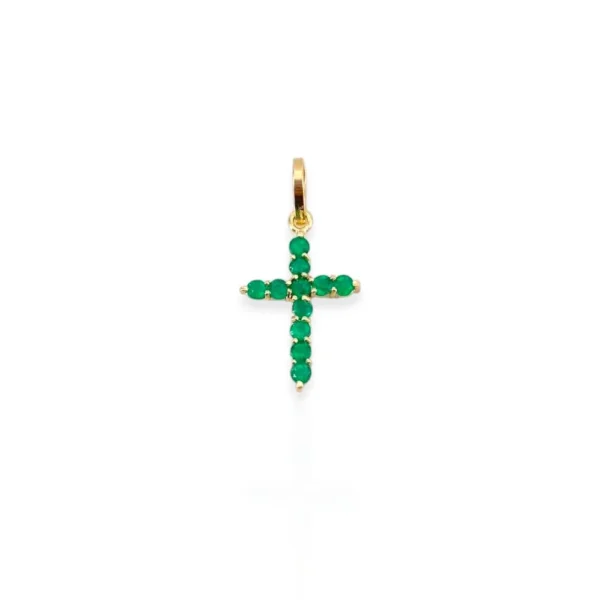 ENLARGED CROSS PENDANT WITH EMERALDS 18K GOLD