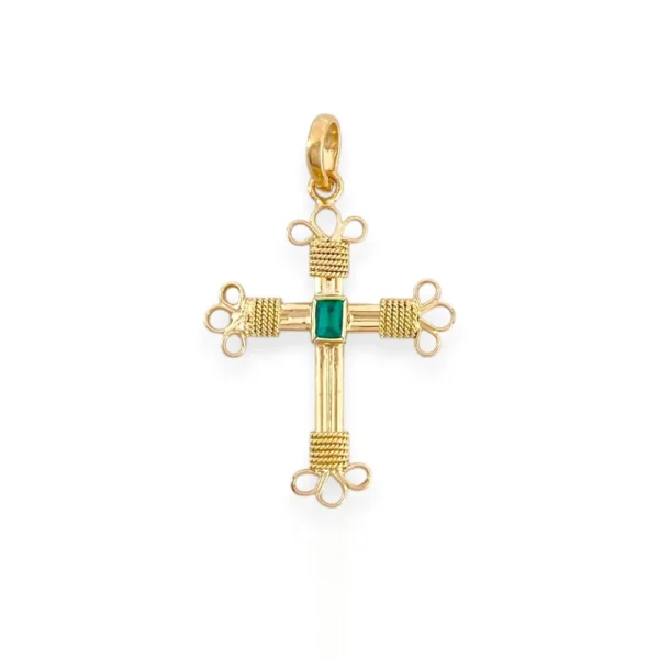 RUDE CROSS PENDANT WITH EMERALD 18K GOLD