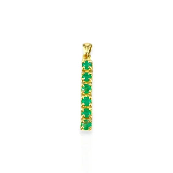 BAR PENDANT WITH EMERALDS 18K GOLD