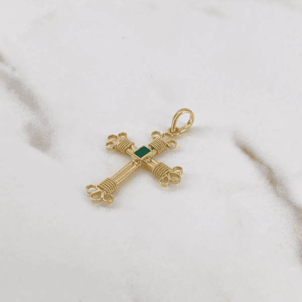 RUDE CROSS PENDANT WITH EMERALD 18K GOLD - Image 2