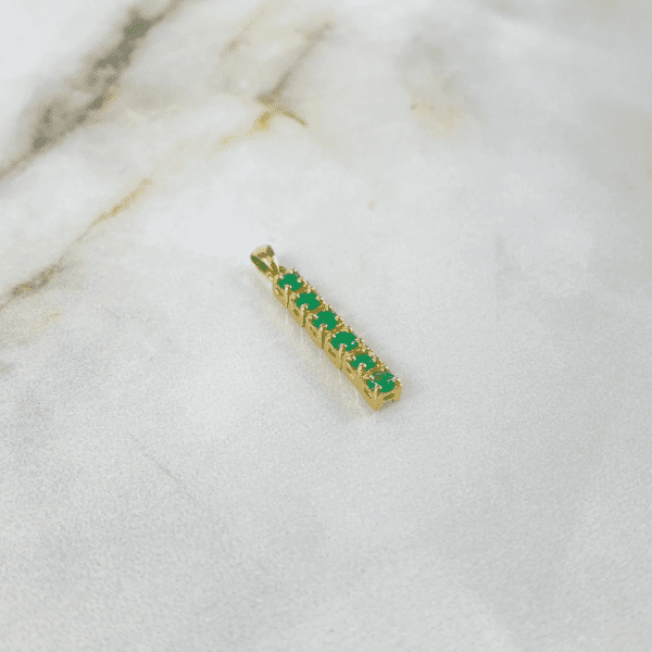 BAR PENDANT WITH EMERALDS 18K GOLD - Image 2