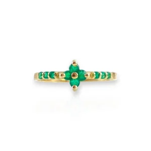 CLOVER RING WITH EMERALDS 18K GOLD
