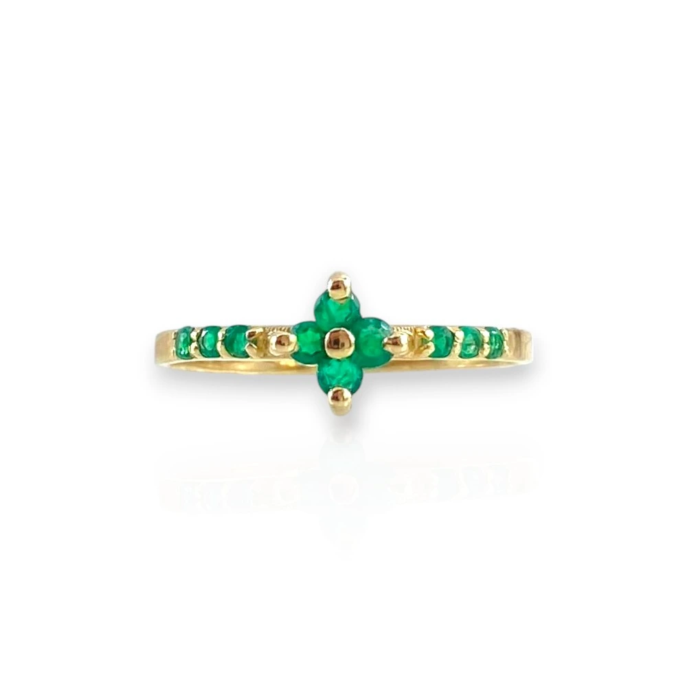 CLOVER RING WITH EMERALDS 18K GOLD