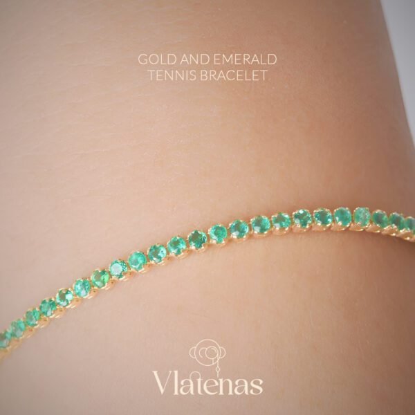 EMERALD AND GOLD TENNIS BRACELET 18K GOLD - Image 3