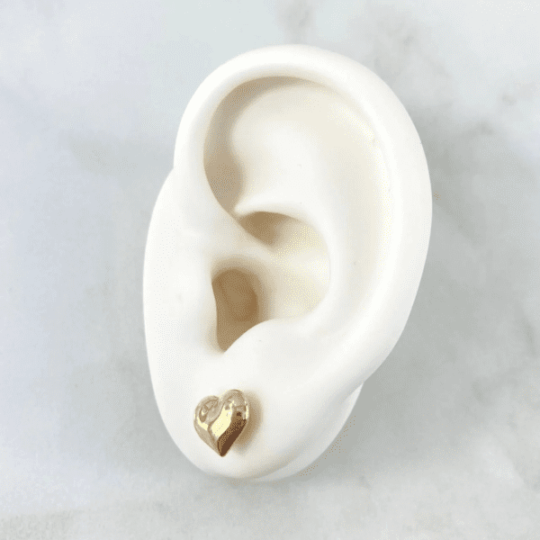 PUFFY HEART EARRINGS 18K GOLD - Image 2