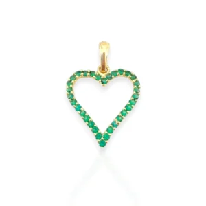 HEART SILHOUETTE PENDANT WITH GREEN ZIRCONS 18K GOLD