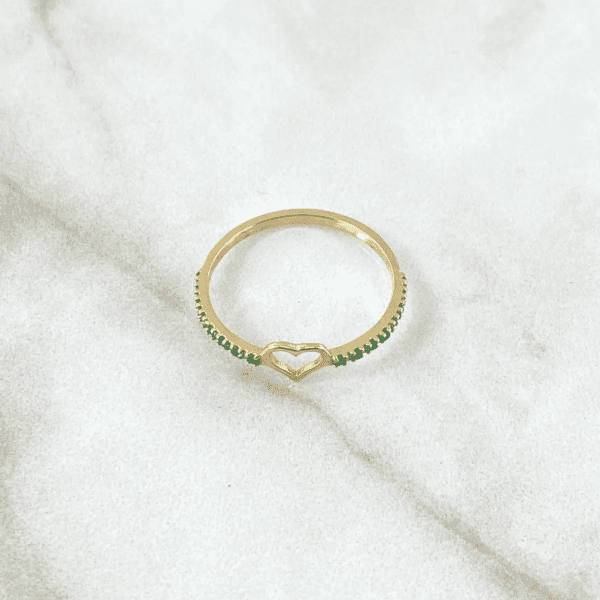 RING WITH EMERALD BASE AND HEART SILHOUETTE 18K GOLD - Image 3